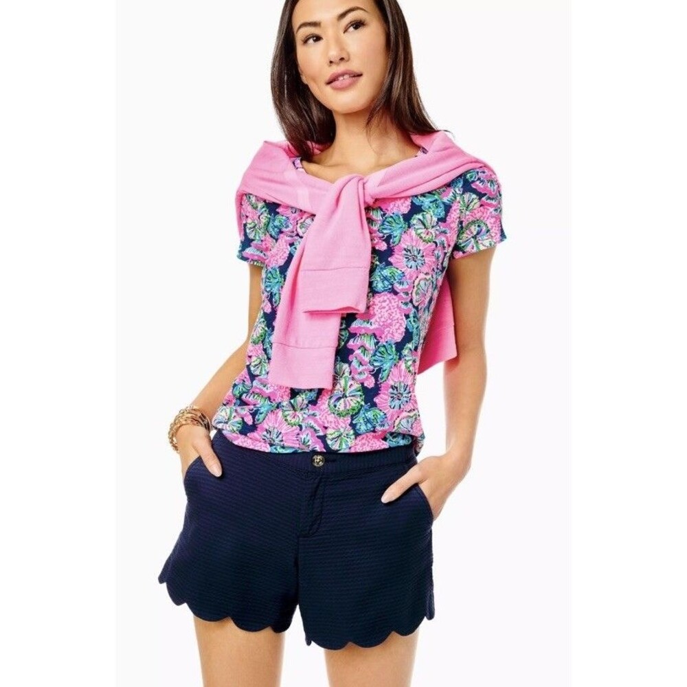 Lily Pulitzer 5" Buttercup Scallop Hem Short True Navy Women's Size 2